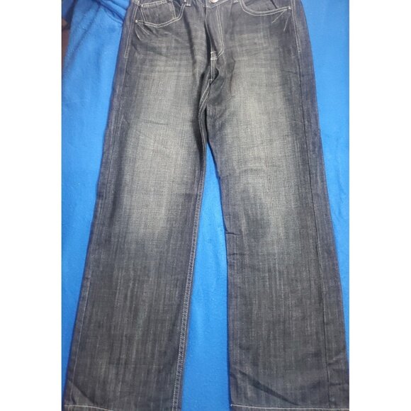 Basic Code Vintage Denim Jeans Men's Size W38 L34 Wide Leg Baggy Embroidered - Picture 1 of 16